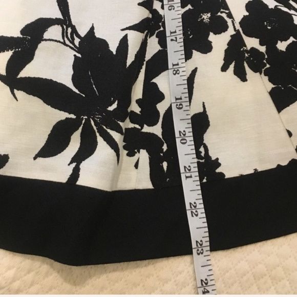 ANN TAYLOR Linen Toile Black Ivory Skirt Size 2 - Picture 8 of 8